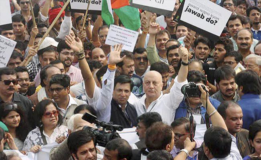 Anupam Kher protest march